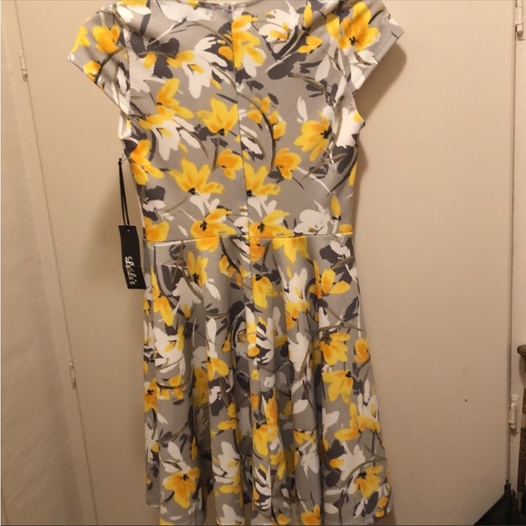 Lulus Grey and Yellow Floral Print Skater Dress Size Medium - Picture 6 of 8